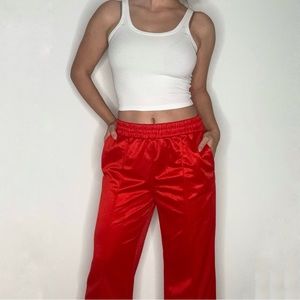 Red wide leg sport casual pants